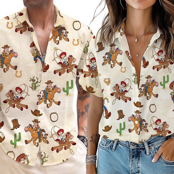 Disney Toy Story Hawaiian Shirt, Toy Story Western Country Hawaiian Shirt, Disney Summer Shirt, Western Hawaiian Shirt, Toy Story Button Up