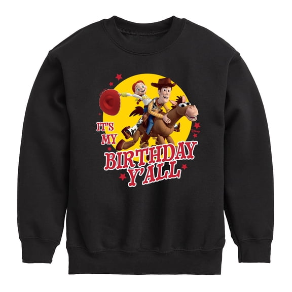 Disney - Toy Story - It's My Birthday Yall - Toddler & Youth Crewneck Fleece Sweatshirt
