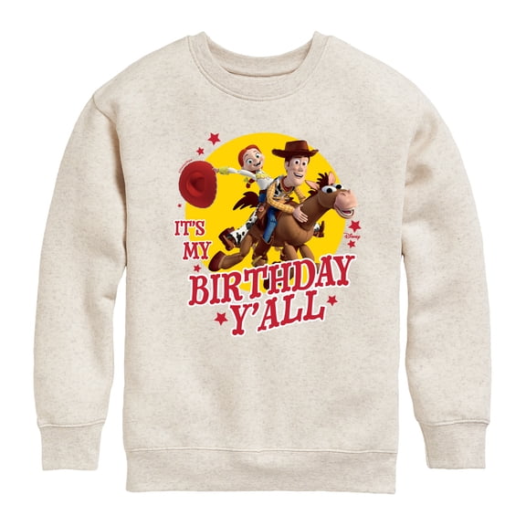 Disney - Toy Story - It's My Birthday Yall - Toddler & Youth Crewneck Fleece Sweatshirt