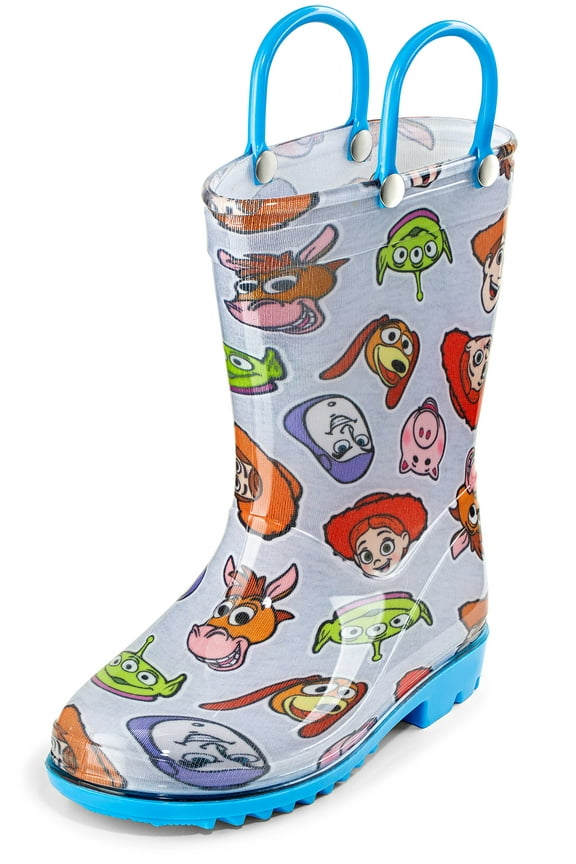 Rain Boots Waterproof Cartoon, Lightweight PVC White, Size 8 Toddler