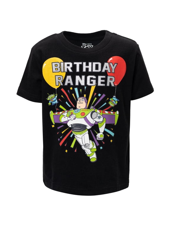 Toy Story Little Boys' Short Sleeve Birthday T-Shirt Buzz Lightyear Black