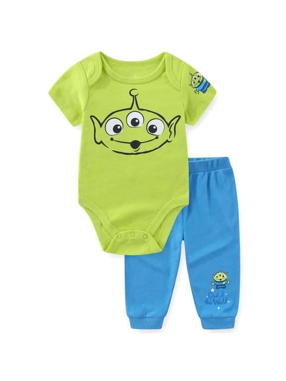 Toy Story Little Green Men Aliens Short Sleeve Bodysuit and Pants Set (Baby Boys), 2 Piece Set, Sizes 3M-24M