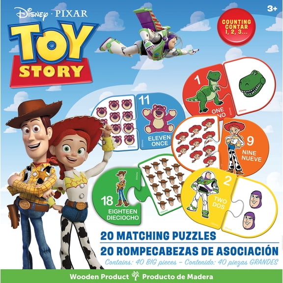 MasterPieces Games - Disney Educational Wood Matching Puzzles - Toy Story Learn Numbers - Game for Families and Ages 3