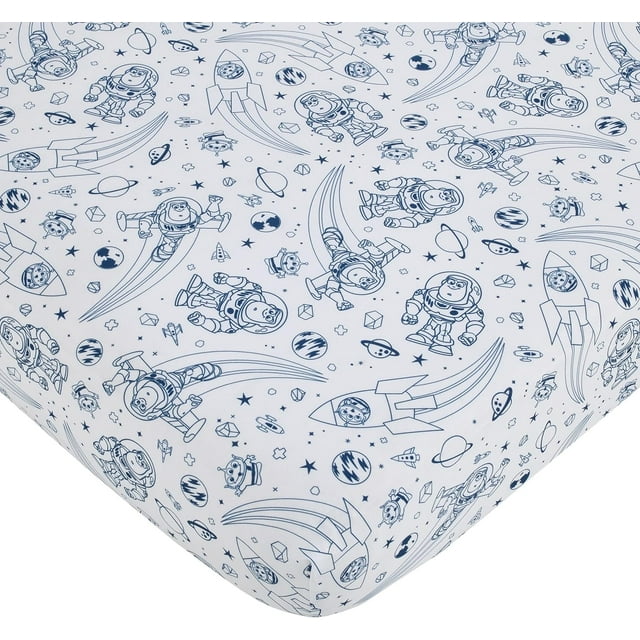 Disney Toy Story Outta This World Blue and White Fitted Crib Sheet ...