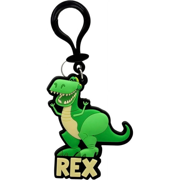 Disney Toy Story Rex Soft Touch ID Tag Bag Clip - Toy Story Rex Backpack Keychains for Boys and Girls, Cute Keychain Accessories for Purse, Cartoon Key Ring Charms for Toy Story Fans - 4 Inches