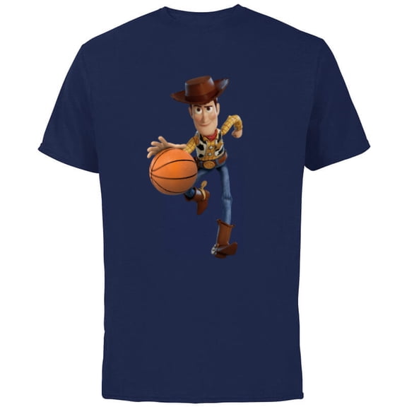Disney Toy Story Sheriff Woody Basketball - Short Sleeve Cotton T-Shirt for Adults - Customized-Navy