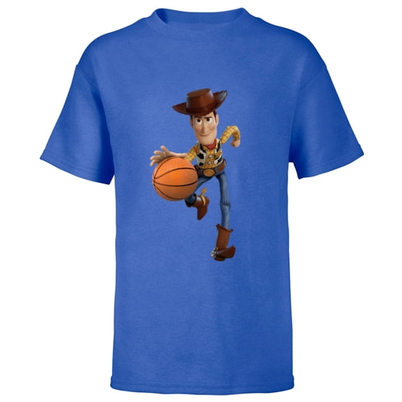 Disney Toy Story Sheriff Woody Basketball - Short Sleeve T-Shirt for Kids - Customized-Royal