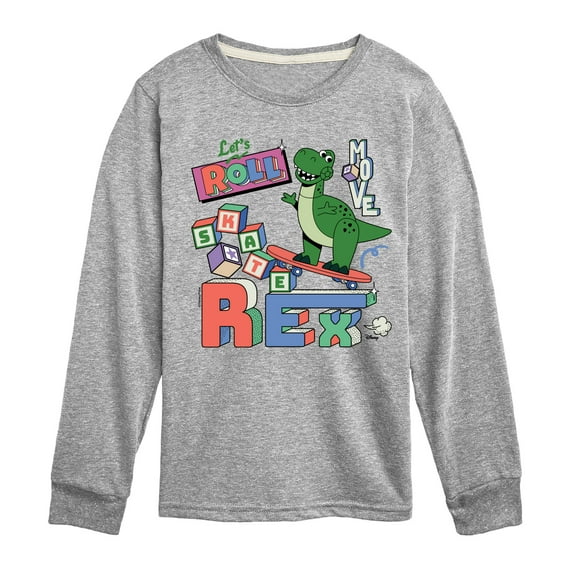 Disney - Toy Story - Skateboard Rex - Toddler & Youth Long Sleeve Graphic T-Shirt