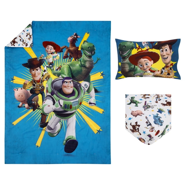 Disney Toy Story Toddler Bedding Set, "Taking Action", 3Pieces, Blue