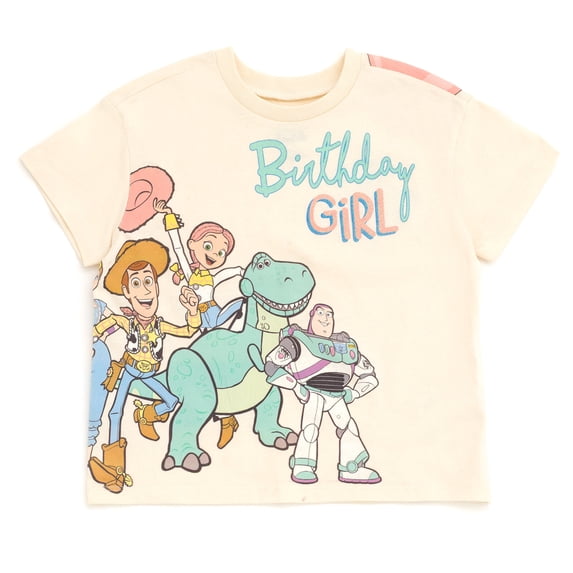 Disney Toy Story Toddler Girls' Birthday Graphic T-Shirt Woody Buzz White