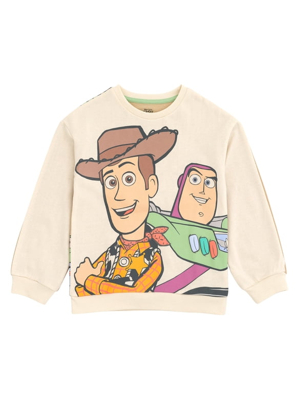 Toy Story Woody Buzz Lightyear Alien Fleece Drop Shoulder Sweatshirt Toddler to Big Kid
