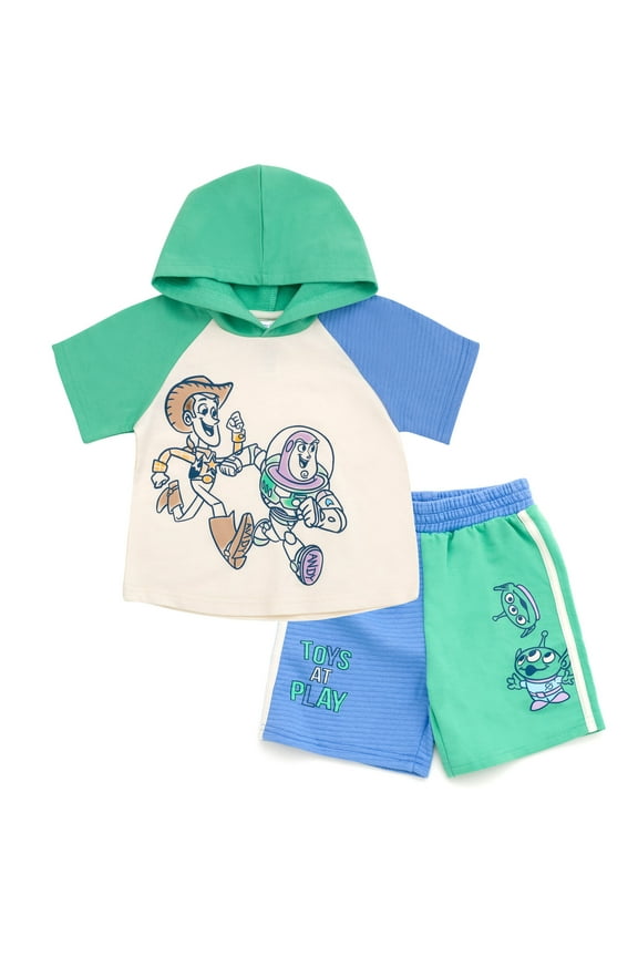 Toy Story Woody Buzz Lightyear Alien Pullover Hoodie and French Terry Shorts Newborn to Little Kid