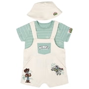 Disney Toy Story Baby Boys' Tee and Shortall Set with Bucket Hat Woody Buzz Sage