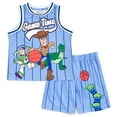 thumbnail image 1 of Disney Toy Story Woody Buzz Lightyear Rex Mesh Jersey Athletic Tank Top and Basketball Shorts Outfit Set Toddler to Big Kid, 1 of 5