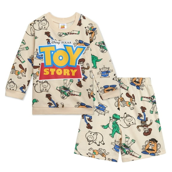 Disney Toy Story Woody Buzz Lightyear Rex Slinky Dog French Terry Sweatshirt and Shorts Toddler to Little Kid