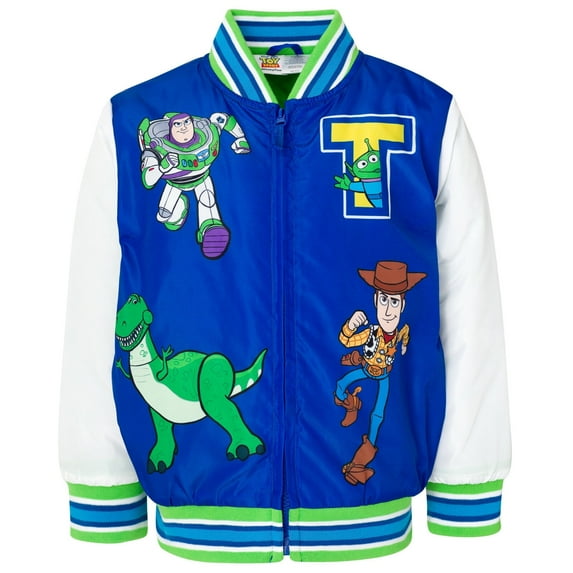 Disney Toy Story Woody Buzz Lightyear Rex Zip Up Varsity Bomber Jacket Toddler to Little Kid