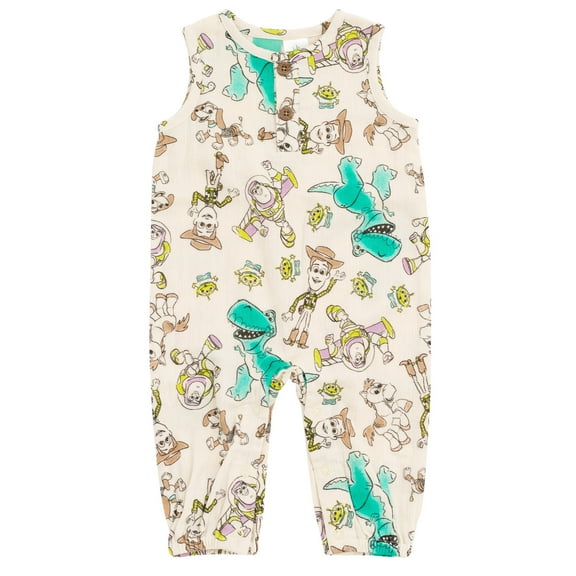 Disney Toy Story Woody Buzz Lightyear Slinky Dog Cotton Gauze Matching Family Henley Romper Newborn to Infant