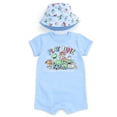 thumbnail image 1 of Disney Pixar Toy Story Romper and Reversible Sun Hat Set Woody and Buzz Light Blue, 1 of 2