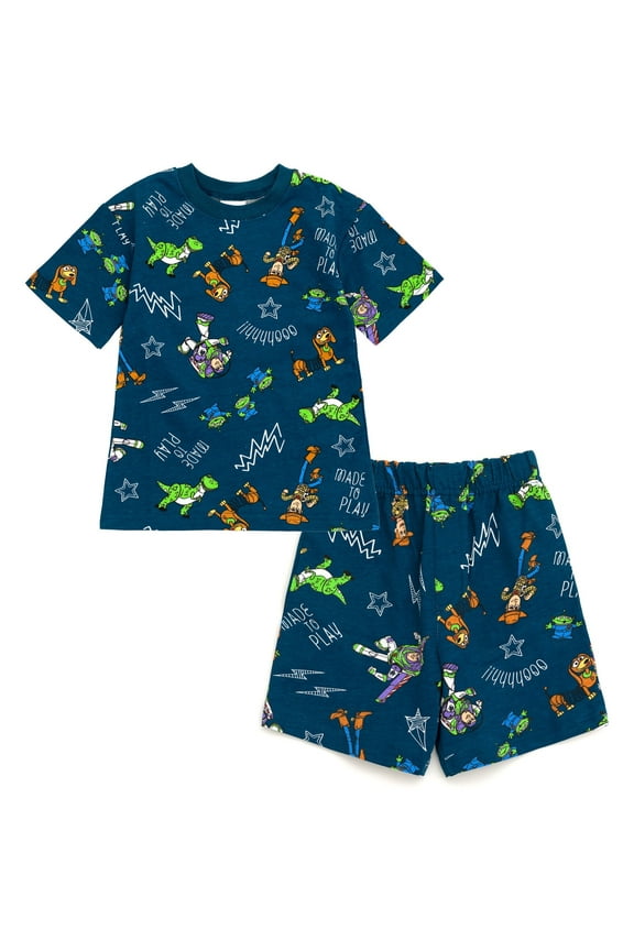 Toy Story Woody Buzz Lightyear Slinky Dog Toddler Boys French Terry T-Shirt and Shorts Outfit Set 5T