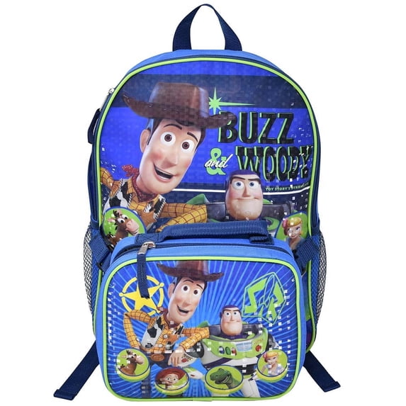 Disney Toy Story, Woody and Buzz 16" Shoulder Backpack for School with Rectangular Lunch Bag