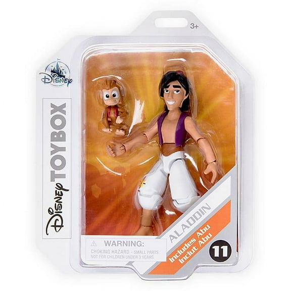 Disney Toybox Aladdin Action Figure with Abu, Aladdin: 5'' H, Abu: 1.5'' H, Plastic Multicolor