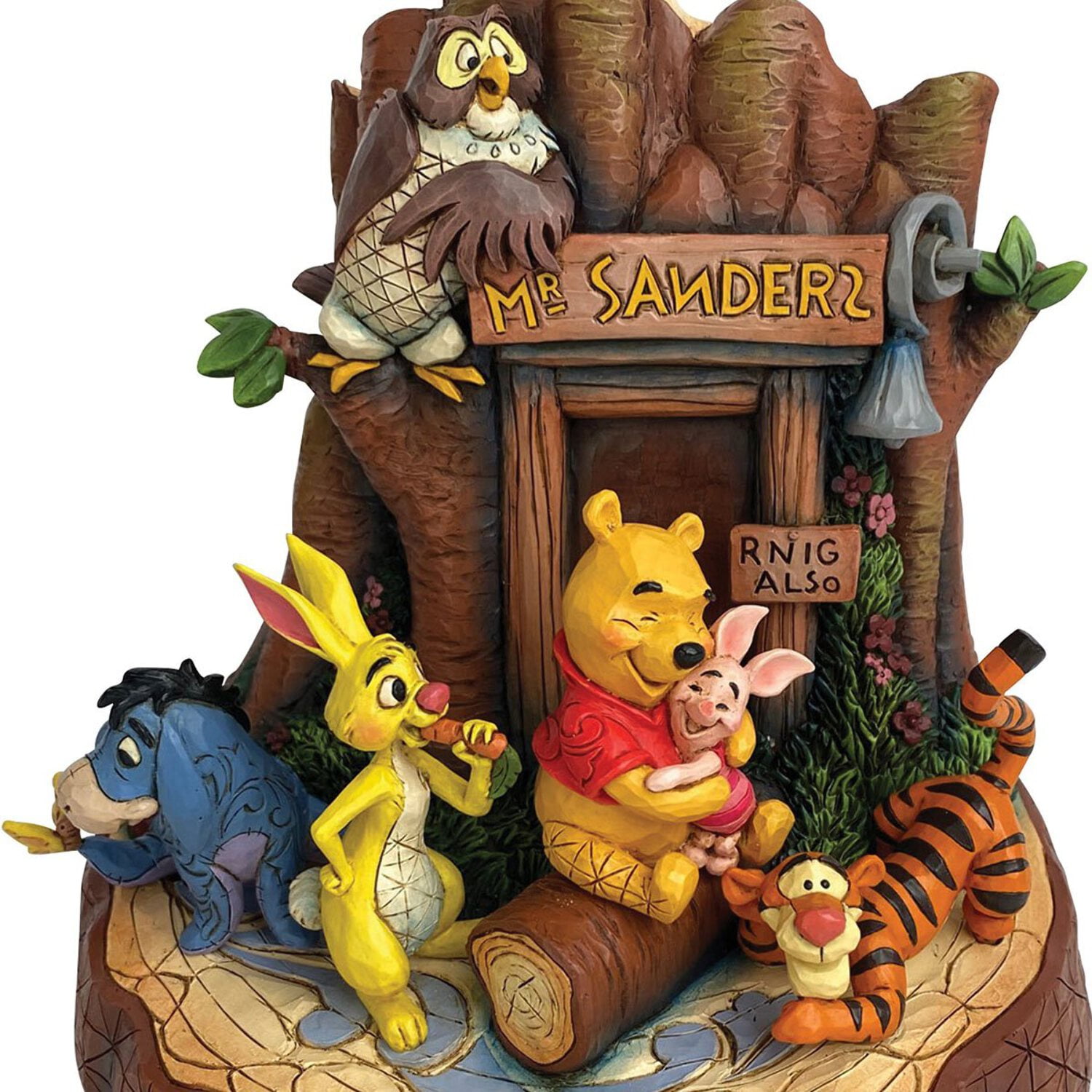 Hand-Carved Multicolor Wood Winnie the Pooh Figurine