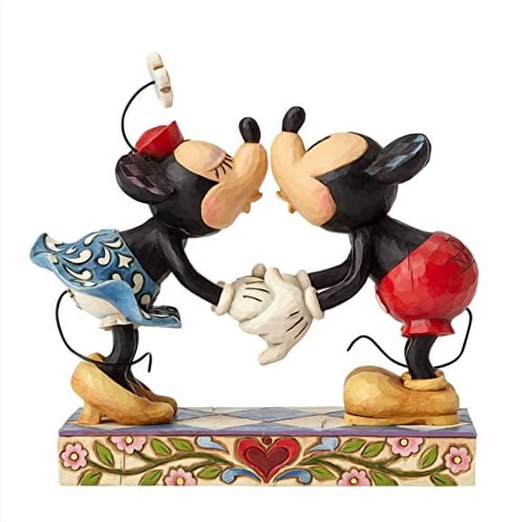 Disney Traditions by Jim Shore Mickey Mouse Kissing Minnie Stone Resin Figurine, 6.5