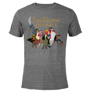 Disney Treasure Planet Logo and Characters T-Shirt- Short Sleeve Blended T-Shirt for Adults - Customized-Dark Heather