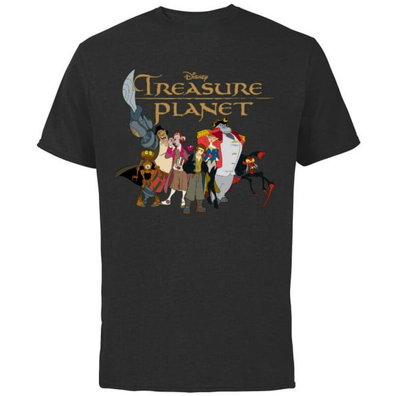 Disney Treasure Planet Logo and Characters T-Shirt - Short Sleeve Cotton T-Shirt for Adults - Customized-Black
