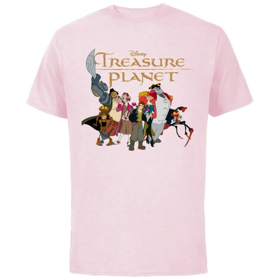 Disney Treasure Planet Logo and Characters T-Shirt - Short Sleeve Cotton T-Shirt for Adults - Customized-Soft Pink