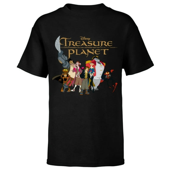 Disney Treasure Planet Logo and Characters T-Shirt - Short Sleeve T-Shirt for Kids - Customized-Black