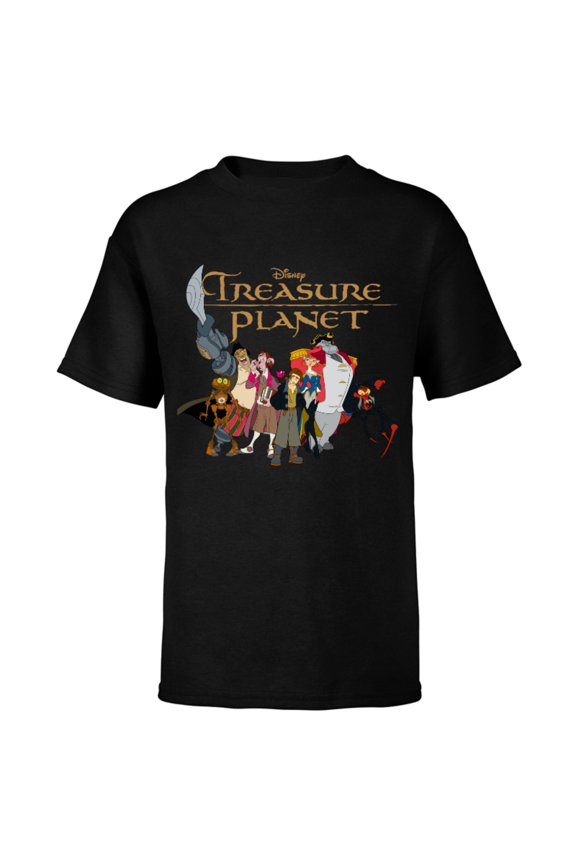 Treasure Planet Logo and Characters T-Shirt - Short Sleeve T-Shirt for Kids - Customized-Black