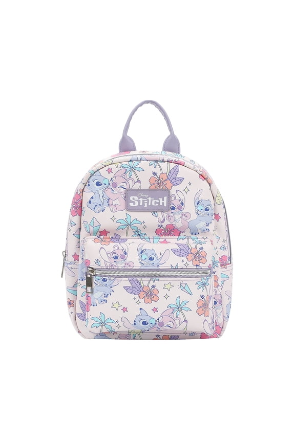 Disney Tropical Stitch And Angel Pink All-Over Print 11.5" Mini Backpack