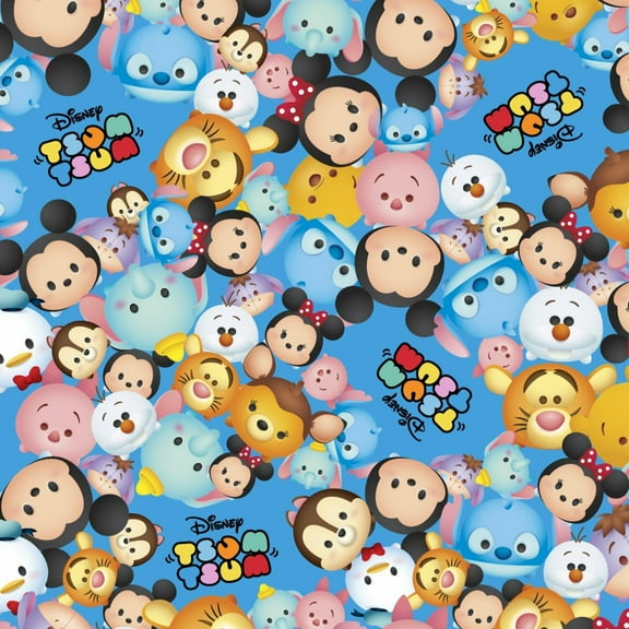 Disney Tsum Tsum 63430 Packed Characters Logo Blue Springs Creative 100% Cotton Fabric By The Yard