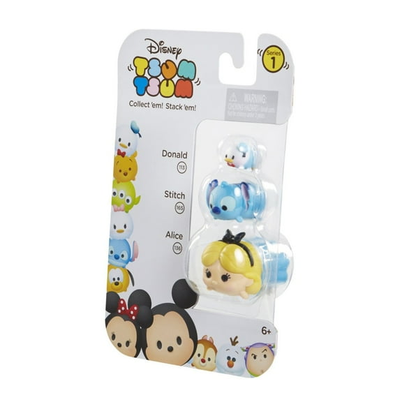 Disney Tsum Tsum Donald, Stitch & Alice Mini Figures, 3 Pack