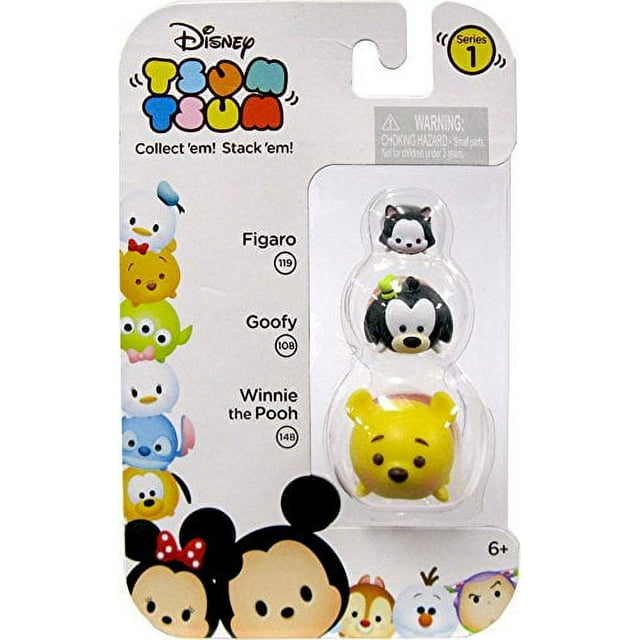 Disney Tsum Tsum Figaro, Goofy & Winnie 1" 119, 108 & 148 Minifigure 3-Pack