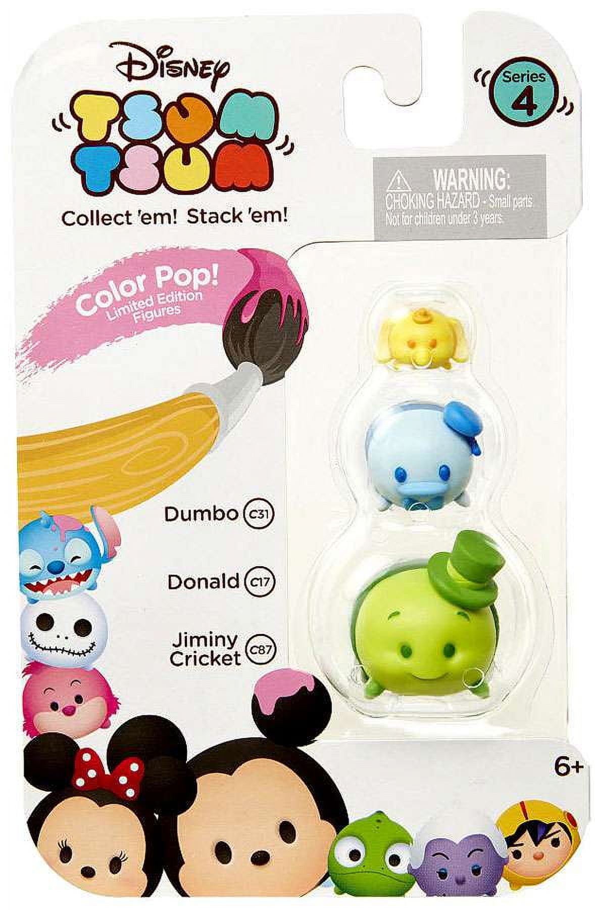 Disney Tsum Tsum Series 4 Color Pop! Dumbo, Donald & Jiminy Cricket Mini  Figures, 3 Pack