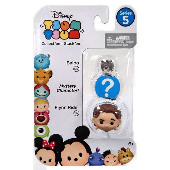 Disney Tsum Tsum Series 5 Baloo & Flynn Rider Mini Figures, 3 Pack