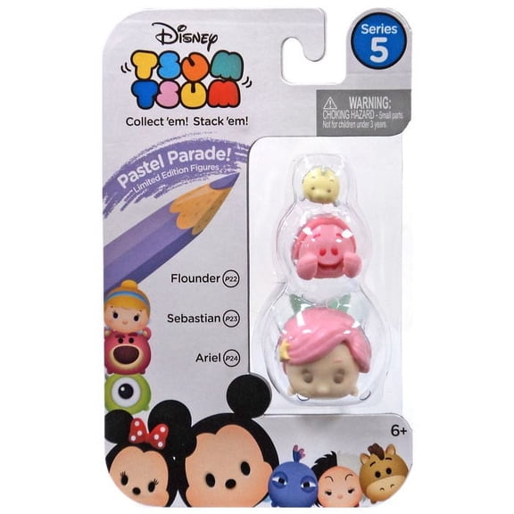 Jakks Pacific Disney Mini Tsum Tsum Flounder Sebastian & Ariel Action Figures, 3-Pack