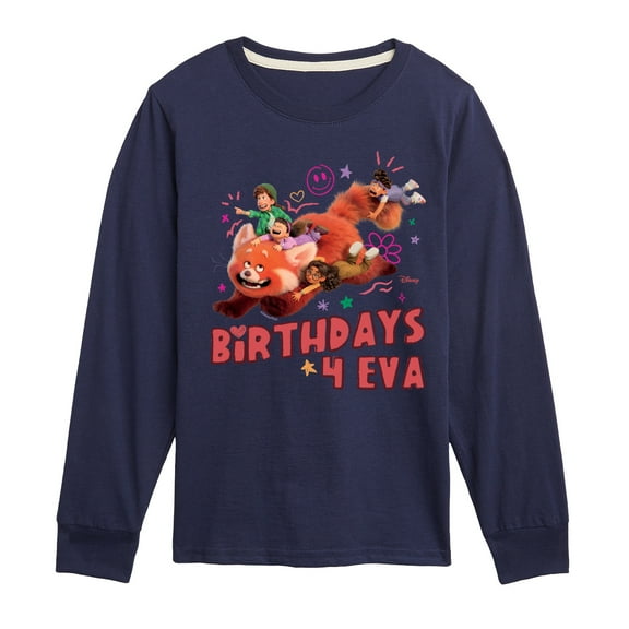 Disney Turned Red - Celebration - Birthdays 4 Eva - Youth Long Sleeve Graphic T-Shirt