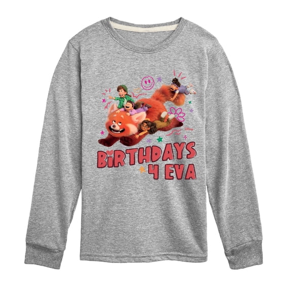 Disney Turned Red - Celebration - Birthdays 4 Eva - Youth Long Sleeve Graphic T-Shirt
