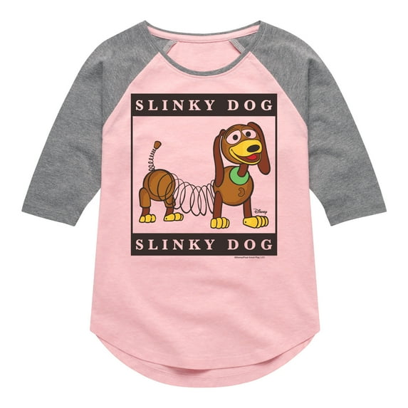 Disney - Type Block Slinky - Toddler & Youth Girls Raglan Graphic T-Shirt