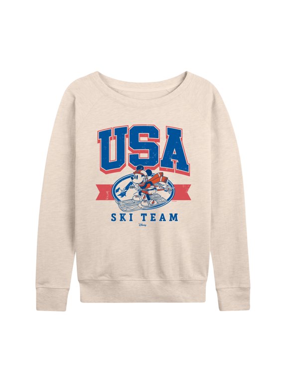 - USA Ski Team Women's Lightweight French Terry Wide Neck Long Sleeve Graphic Shirt