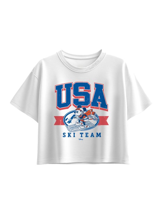 - USA Ski Team Girls' Short Sleeve Boxy Graphic T-Shirt