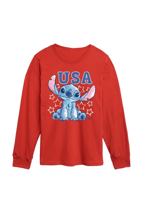- USA Stitch Stars - Youth Long Sleeve Graphic T-Shirt