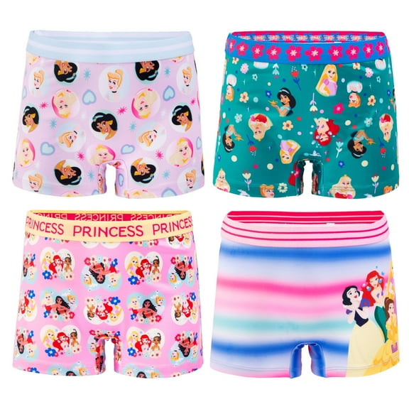 Disney Underwear Multipacks with Favorites Cinderella, Belle, Ariel, Aurora and More in Sizes 2/3T, 4T, 4, 6, 8, 4-Pack Princess Girl Short