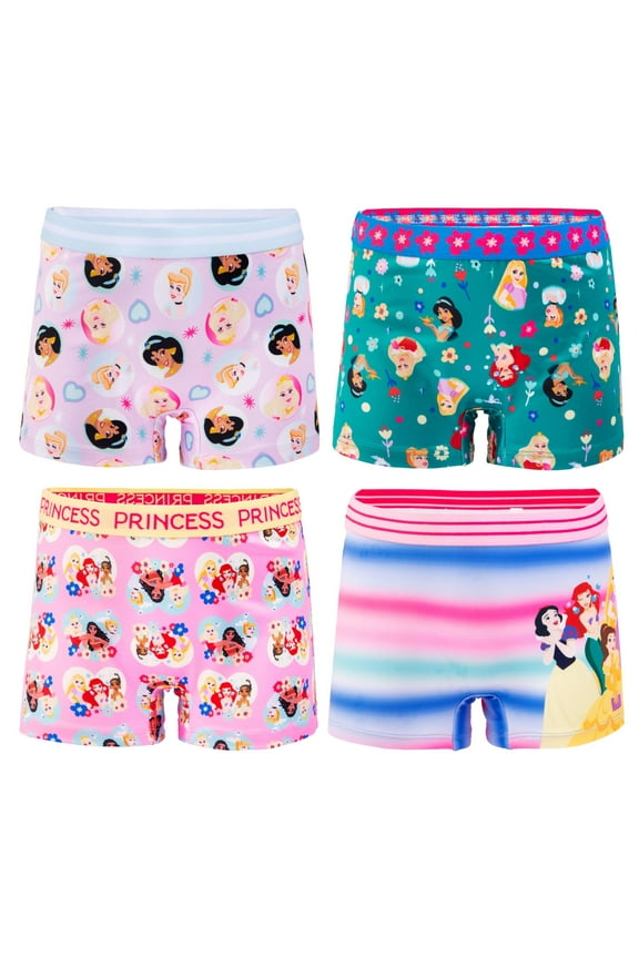 Underwear Multipacks with Favorites Cinderella, Belle, Ariel, Aurora and More in Sizes 2/3T, 4T, 4, 6, 8, 4-Pack Princess Girl Short