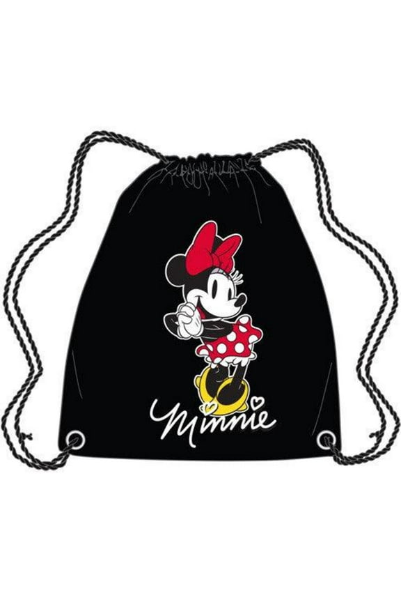 Minnie Mouse Black Nylon Drawstring Tote