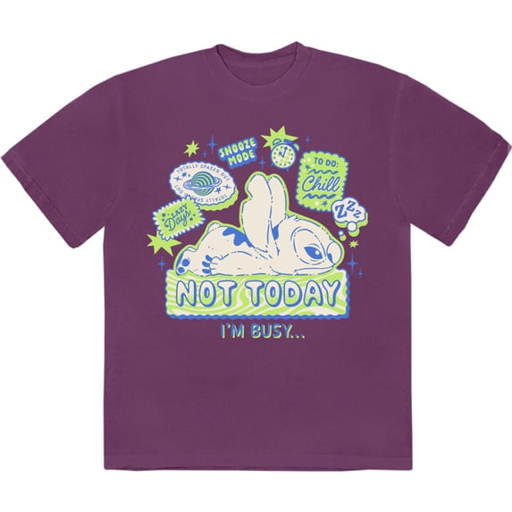 Disney Unisex T-Shirt Lilo & Stitch - Not Today (Purple) (Medium)
