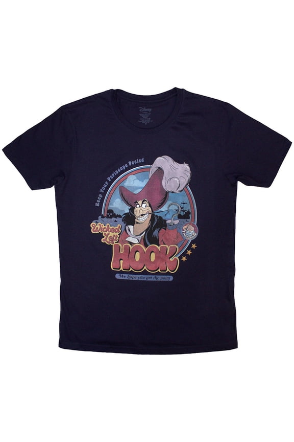 Disney Unisex T-Shirt Peter Pan Wicked Left Hook (Navy Blue) (Medium)